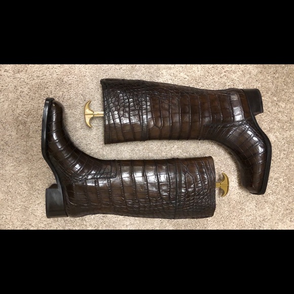 Louis Vuitton brown alligator boots main image 4
